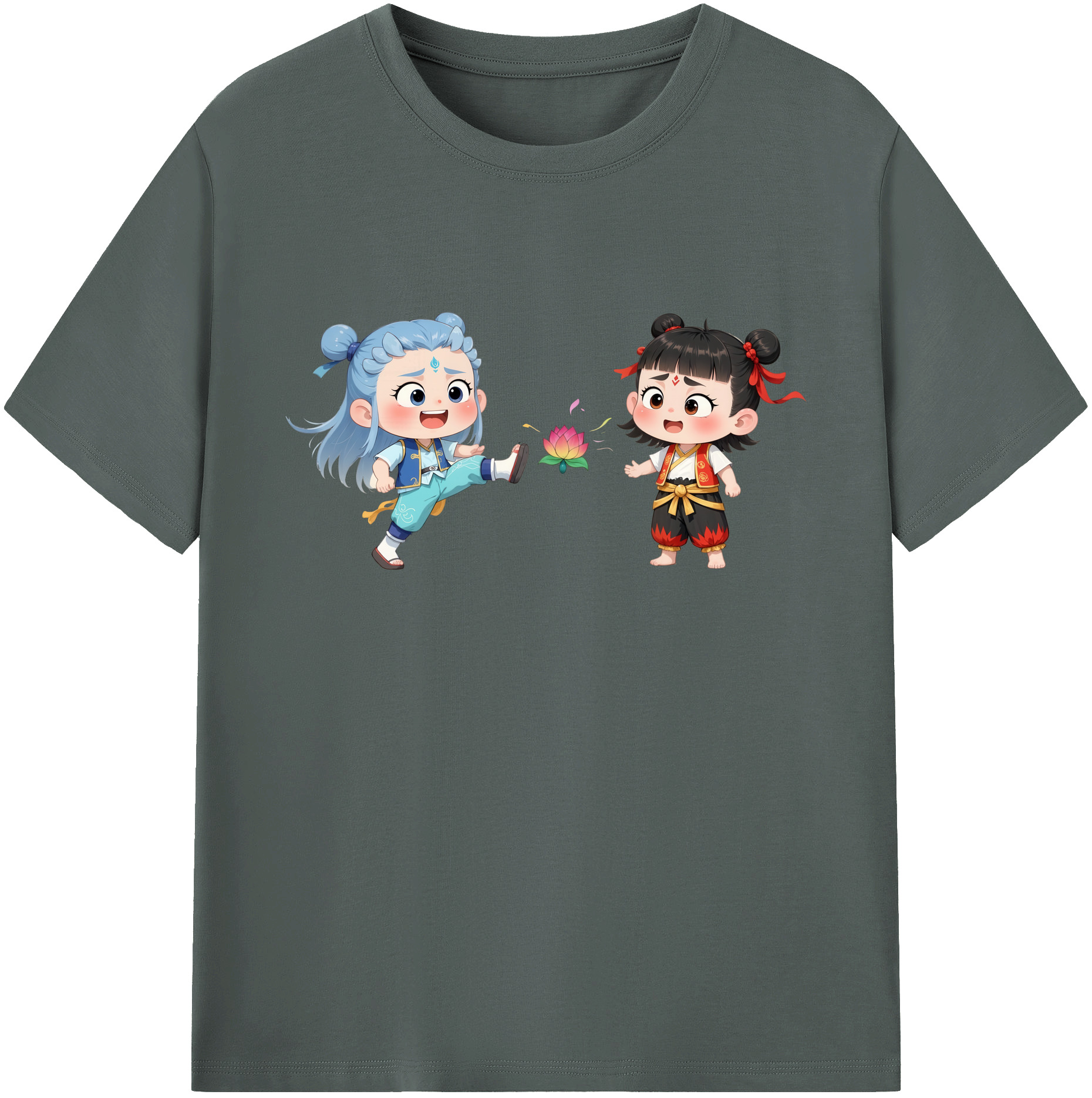 （画像用） Ne Zha 2 ナタ 魔童の大暴れ 綿100％ メンズ半袖Tシャツ｜肌触りやわらか＆通気性